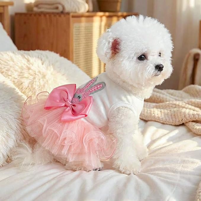 Furbabycare® Elegant Sweet Easter Puppy Dog Blingbling Princess Skirt Pet Dog Lace Cake Camisole Tutu Dress C-Easter Bunny-2 Large