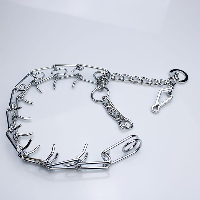 Chrome Plated Prong Dog Collar,no Pull Dog Prong Collar with Spikes,Choke Collar for Dogs Pinch Training Collar (4.0 * 28in)