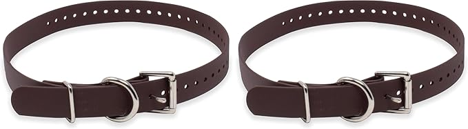 Educator Biothane Dog Collar, Waterproof, Odorproof, Metal Buckle and D Ring, Adjustable for Custom Fit, Cool and Comfortable, for Small, Medium, or Large Dogs, 1-Inch, Brown (Pack of 2)