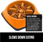 GORILLA GRIP Patented BPA Free Slow Feeder Dog Bowls, Interactive Puzzle Toy for Dogs and Cats Food Training Enrichment, Keeps Pets Busy and Prevents Puppy Overeating, All Breeds, 2 Cup, Orange