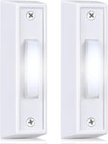 Saillong 2 Pieces Lighted Doorbell Button, Wall Mounted Garage Door Opener Switch with LED Light Compatible with Most Wire Doorbell Chimes, Transformer, Ringer, Buzzers (White,White Light)