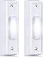 Saillong 2 Pieces Lighted Doorbell Button, Wall Mounted Garage Door Opener Switch with LED Light Compatible with Most Wire Doorbell Chimes, Transformer, Ringer, Buzzers (White,White Light)