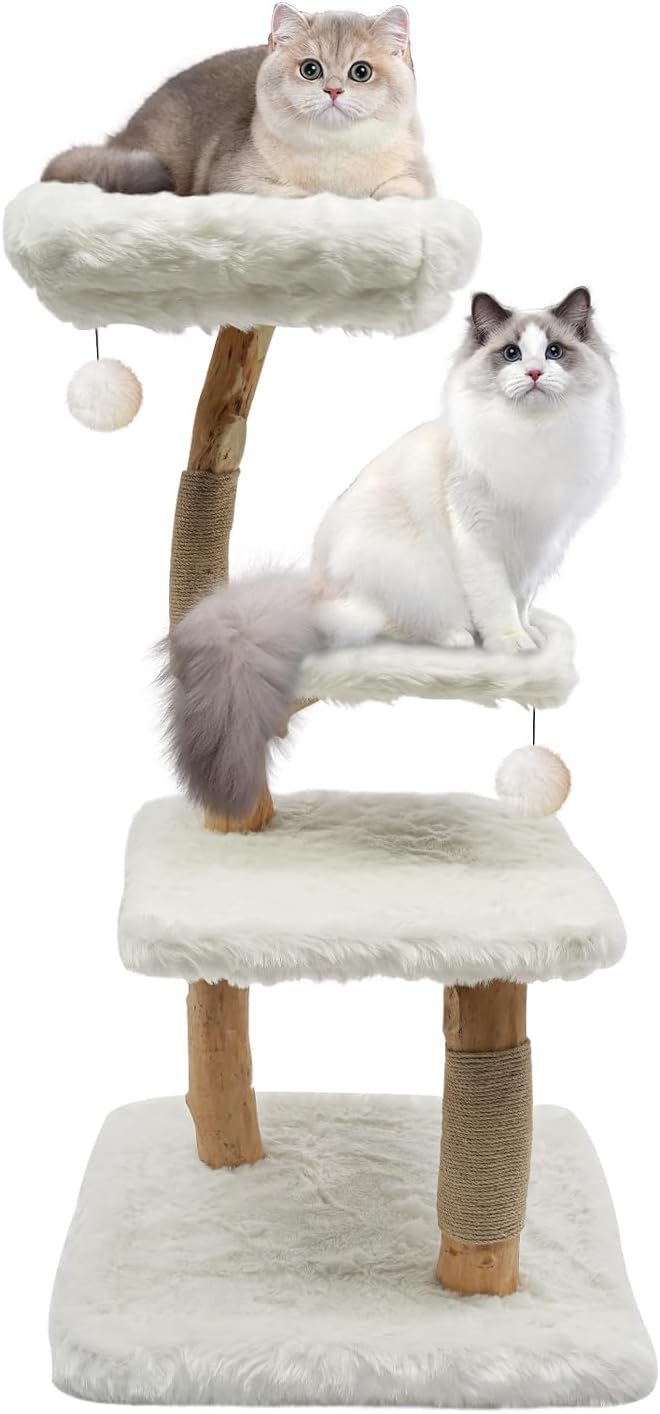 Cat Tree, L22.8*W22.8*H44.1in Cat Climbing Tower for Indoor Cats, Multi-Layer Cat Condo with 4 Jumping Platforms & Scratching Posts, Holds 15kg/33lbs