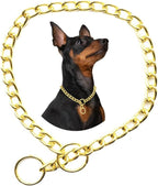 Chain Dog Collars for Medium Dogs,Metal Slip Link Training Heavy Duty Dog Collar Martingale Puppy Collars for XXS XS Small Medium Large Big XL Breed Dogs Golden M