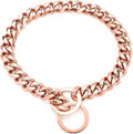 Rose Gold Dog Chain Collar 11mm/15mm/19mm Stainless Steel Cuban Link Chain Collar for Small Medium Large Dogs(15mm,16inch)