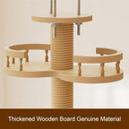Stylish Wooden Cat Tree Tower for Indoor Cats, Featuring Sisal Scratching Posts, Cozy Hammock, Elevated Perch and Sturdy Base Design (Natural+White + MDF-3)