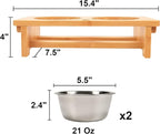 HTB Elevated Dog Bowls,Raised Dog Bowl Stand with 2 Stainless Steel Bowls, Elevated Raised Dog Bowls for Large Medium Small Sized Dogs