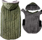 Fleece Dog Hoodie for Large Dogs Super Warm Doggie Jacket for Cold Winter Dog Coats,Green XL