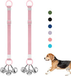 SVD.PET 2 Packs Dog Doorbells to Go Outside for Potty Training, Puppy Dog Bells with Hanging Ring Attachable to Door Knob or Anywhere Near The Door, Height Adjustable, Loud Jingle Bells (Light Pink)