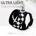 PUPTECK Soft Mesh Dog Harness and Leash Set Pet Puppy Cat Comfort Padded Vest No Pull Harnesses, Checkered Black&White, XS