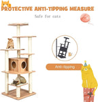 PETSITE 69 Inches Tall Cat Tree, Modern Wooden Cat Tower with Sisal Scratching Posts, Double-Entry Cat Condo, Multiple Jumping Platforms with Removable Soft Pads, Ideal for Indoor Cats Large Adult