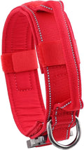 Tactical Dog Collar with Heavy Duty Metal Buckle and Control Handle for Medium Large Dogs Training(Red, X-Large)
