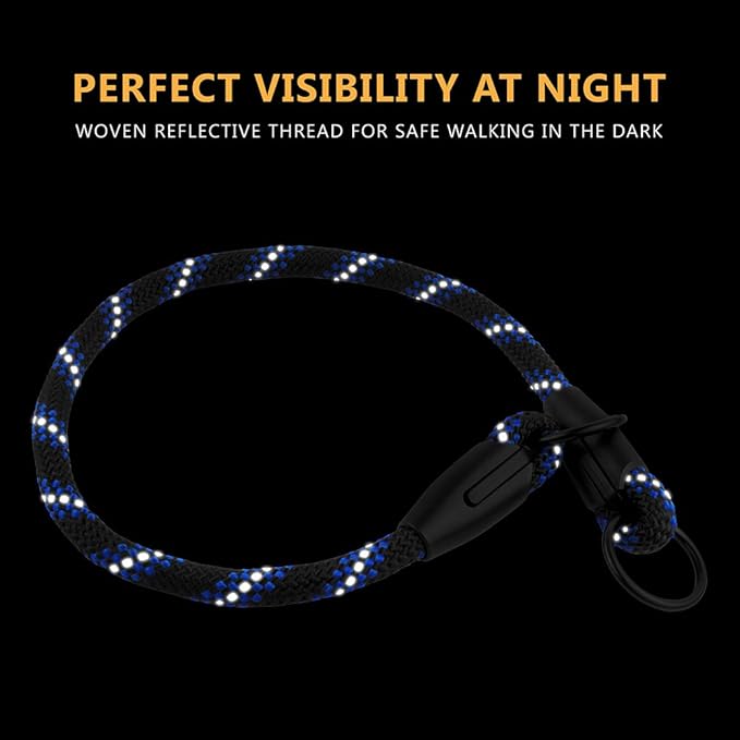BronzeDog Rope Pro Training Dog Collar Braided No Pull Quick Release Round Lead Collars for Dogs Small Medium Large Puppy (Blue, S - 17.7" Long)