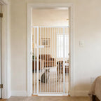 Lumizone Extra Tall Cat Gate 55.12" High Pressure Mounted Extra Wide 2025 New (17 Sizes) 1.37" Gap No Drilling Auto-Close One-Handed Operation Tall Pet Gate for Dogs(White, 55.12" H x 29.92"-34.24" W)