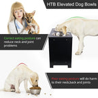 HTB Elevated Dog Bowls,Raised Dog Bowl Stand with 2 Stainless Steel Bowls,Elevated Raised DogBowls for Large Medium Small Sized Dogs