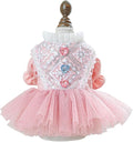 Fashion Sweet Puppy Dog Blingbling Princess Skirt Pet Dog Lace Cake Camisole Tutu Dress K-Pink S