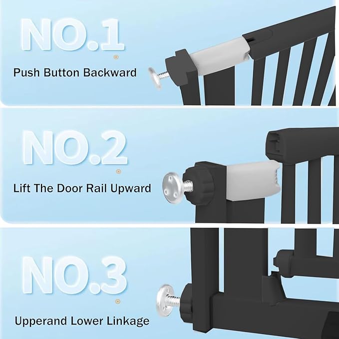 51.18 Inch Extra Tall Pet Gate, 29.5-43" Adjustable Wide Auto Close Dog Gates, Pressure Mounted Walk Through Tall Cat Gate for Doorways,Hallway,Stairs（Black）