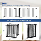 Freestanding Dog Gates with Door Walk Through, Extra Wide Doggy Door 100" W x 29" H Pet Gate Safty 4 Panels Dog Fence for Stairs, Doorways