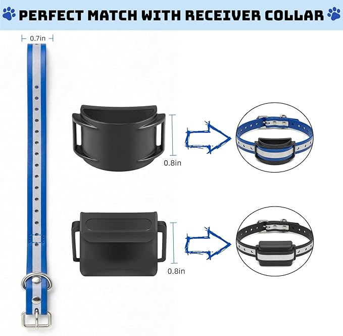 Shock Collar Replacement Strap for Most Training Collar, 3/4 Inch Dog Collar Replacement for Wireless Fence and Bark, Waterproof Adjustable Reflective TPU E Collar Strap for Small Medium Large Dogs 2P