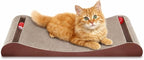 Simple Delxue Cat Scratcher Cardboard Lounge Bed with Bell Ball Toy, 30 Inches Large Horizontal Cat Scratcher Pad, 100% Recyclable & Reversible Durable Cardboard Scratching Board for Indoor Cats