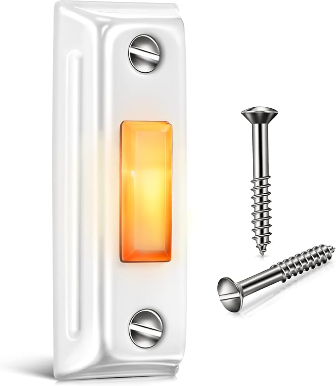 Dreyoo Metal Doorbell Push Button, Heavy Duty Metal Door Bell Wired Button LED Lighted Wall Mounted Doorbell Push Buttons for Home, Universal Garage Door Opener Switch Property in Copyright(White)