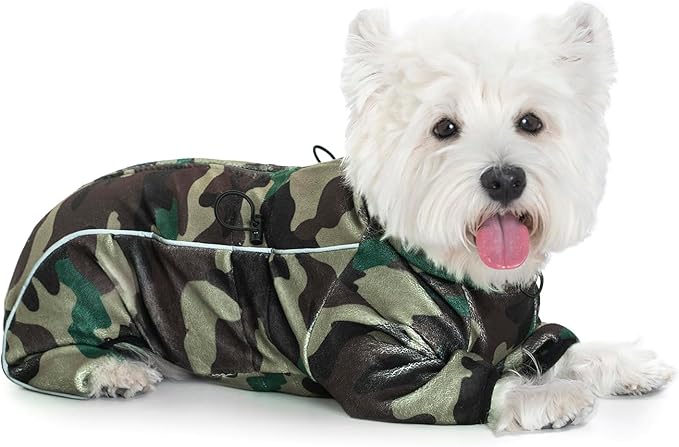 Fleece Dog Coat for Small Medium Dog,Pullover Pajamas Jumpsuit Bodysuit Puppy Coats with Legs, Pet Windproof Warm Cold Weather Jacket Full Body Vest Cozy Snowsuit Outfit Clothes (Camo, XXL)