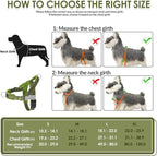 SlowTon No Pull Dog Harness - Heavy Duty Dog Harness and Leash Set for Medium Large Dogs, Reflective Tactical Harness with Soft Padded and Front Clip for Easy Walk and Training (GR, L)