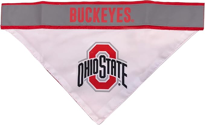Pets First NCAA Ohio State Buckeyes TIE Bandana, Small/Medium. Dog Football Reflective Bandana Scarf Bib for Pet, Cat, or Dog. The Ultimate Game-Day, Party Bandana