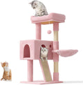 Cat Tree Tower for Indoor Cats Large Adult,Cute/Tall Modern Cat Tree for Big Cats 20 lbs,Plush Multi-Level Cat Condo with Scratching Posts,Hammock, Dangling Ball (Soft Pink, 36 inch)