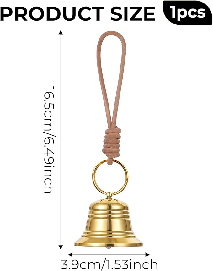 Small Brass Hanging Bell for Door Knob Decoration Vintage Small Hanging Bell for Door Knob Gold Brass Bells for Home Garden Decor Shopkeepers Bells on Rope Garden Decoration