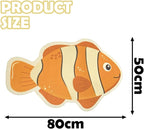 Fish-Shaped Cat Scratch Pad - Wall-Mountable Polyester Cat Scratcher with Free Cat Teaser Toy, Orange, 1 Piece