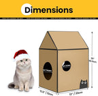 Cardboard Cat House with Scratch Pad & Catnip, Cat Play Scratching House for Indoor Hideaway Furniture, Heavy Duty Sturdy Cardboard Scratcher, Easy to Assemble Birthday Gift, Medium