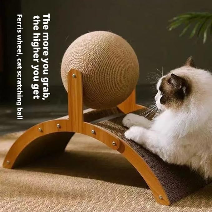 Interactive Cat Scratcher, Cat Scratching Post Design with Arch Bridge Balls-Stylish Cat Scratching Board, Natural Sisal Scratcher Ball, Fun and Engaging Scratching Post for and Exercise