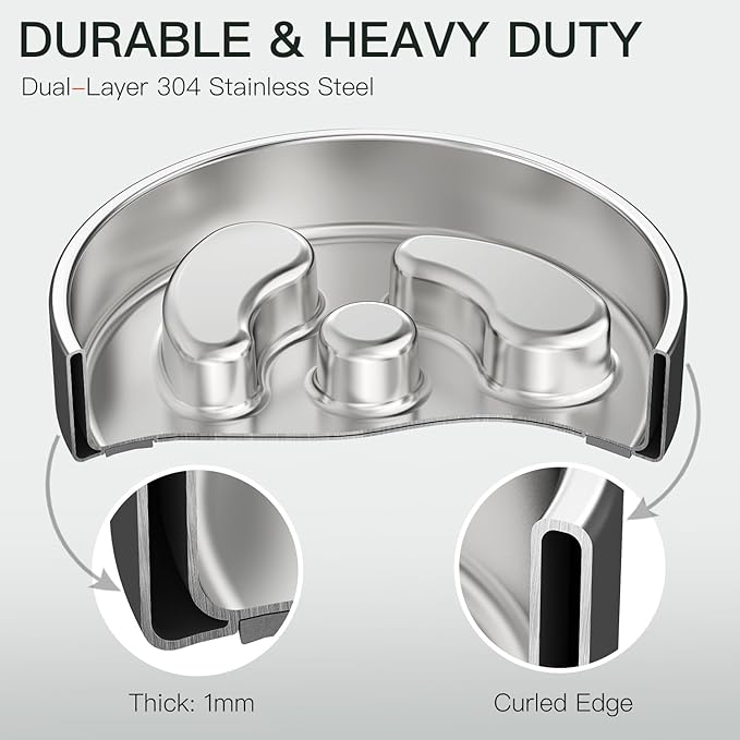 Slow Feeder Dog Bowl-1Cup for Small Puppy, Double-Layer 304 Stainless Steel Puzzle Bowl, Anti-Choking for Fast Eaters, Heavy-Duty Non-Slip Base, Dishwasher Safe