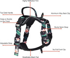 Petmolico Dog Harness for Small Dogs, Cute Harness Vest with Two Leash Clips and Soft Handle, Reflective Easy Walk Puppy Vest - Black Lotus, X-Small