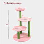 40" Flora Cat Tree – Fresh Floral Design with Removable Cozy Perch, Sisal Scratching Posts | Multi-Level Safe Climbing Furniture for Cats (Pink)