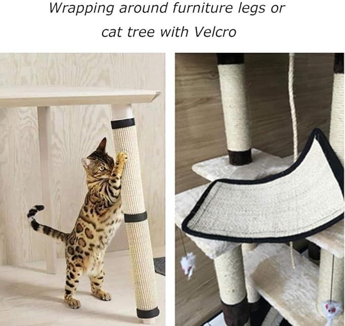 2 Pcs Cat Scratcher Mat Natural Sisal Cat Scratching Mat Furniture Legs Protector Soft Cat Scratch Mat Durable Cat Scratch Pad Cat Scratcher Couch Pad for Grinding