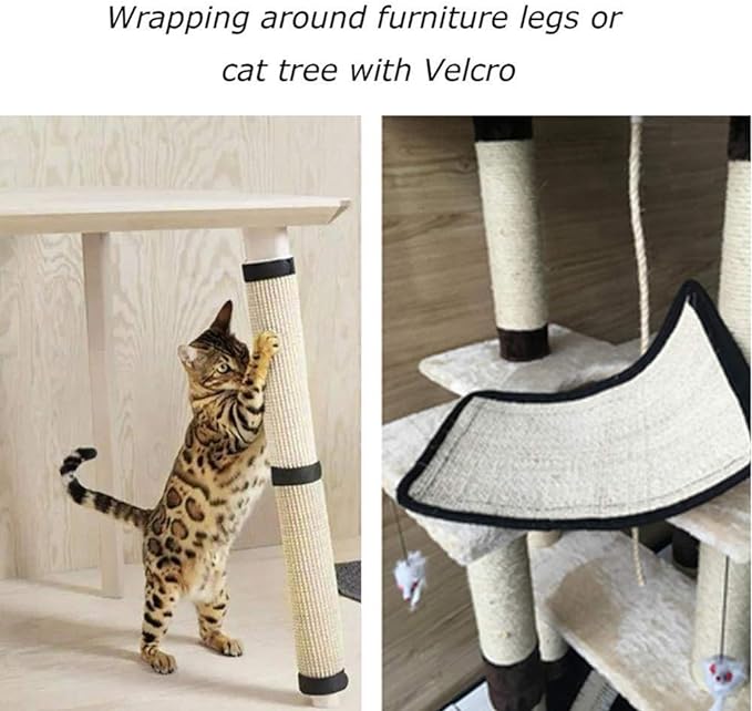HAOZAIKEJI Cat Scratcher Mat Sofa Protector Natural Sisal Cat Scratching Mat Cat Scratch Couch Cover Heavy Duty Couch Guard Easy Installation Scratch Pad for Grinding Claws Protecting Furniture