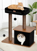 Modern Cat Tree for Indoor Cats, Nordic Loft Style, Wooden Cat Tower with Sisal Scratching Posts, Soft Padded Beds & Cozy Condos, Floor-Mounted for Kittens & Adult Cats