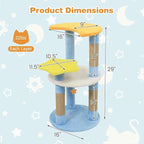 Tangkula Cute Cat Tree, 29 Inch Multi-Level Cat Tower with Jute Scratching Posts, Star & Moon Shaped Platforms, Perch Dangling Toy, Cat Climbing Furniture for Indoor Cats (Blue)