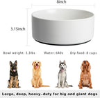 Large Dog Bowls, Non Slip Heavy Ceramic Dog Food and Water Bowl with Silicone Base, 8" Pet Feeding Bowl for Small, Medium, and Big Dogs (White, 8 Inches)