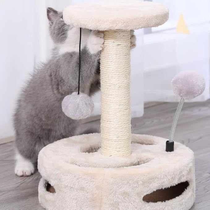Cat Tree Cute, Cat Tower for Indoor Cats with Fluffy Balls, 14 Inches Cute Pink Cat Tree, Modern Small Cat Tree, Simple Cat Tree for Indoor Cats