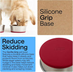 GORILLA GRIP Dog Bowls, Food Grade 304 Stainless Steel, Holds 2 Cups Each (16 fl oz) Food and Water Bowl for Feeding Dogs and Cats, Dishwasher Safe, Rust Resistant, BPA Free Rubber Base Set of 2 Red