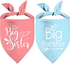 Big Sister Big Brother Dog Bandanas, Adjustable Double Sided Pet Bandana for Pregnancy Announcement, Triangle Scarf for Small Medium Large Dogs, Puppy Sibling Reveal Accessories 2 Pack