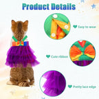 Threetols Christmas Dog Costume Pride Rainbow Cute Dog Tutu with Bowknot, Purple Dress Accessories for Small Medium Dogs Cats Pets Dress Party, Fancy Rainbow Pet Dress for Dog Cat Birthday Party (L)