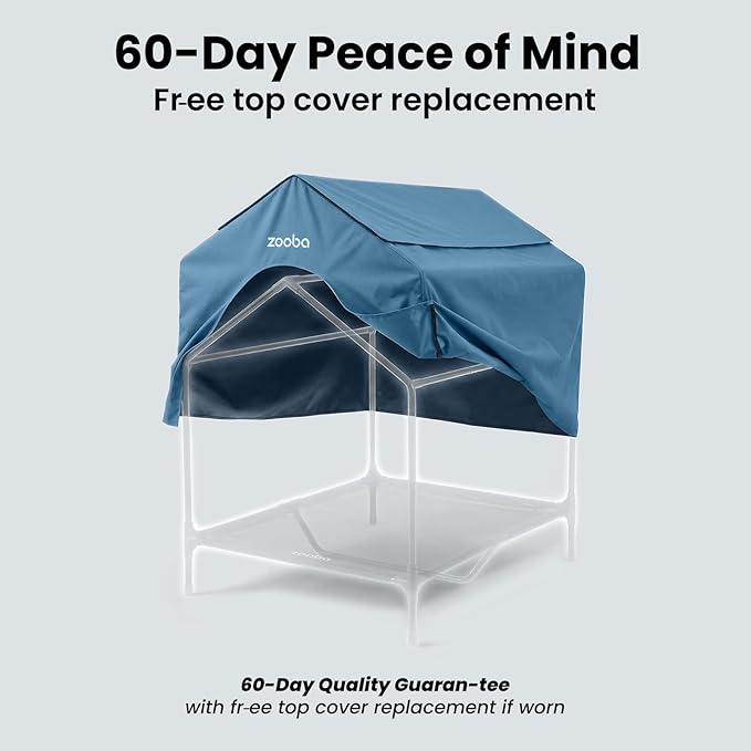 42" 2-in-1 Dog House for Medium Dogs, Elevted Dog House Outdoor/Indoor, Puppy Shelter Outside,Water Resistant 600D PVC and Durable 2x1 Textilene Raised Dog Bed(Blue)