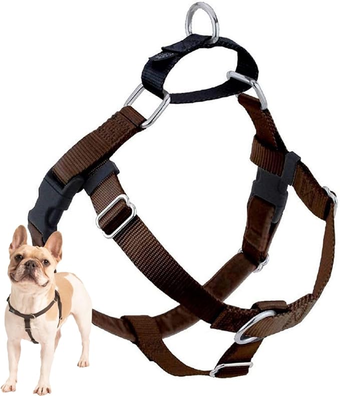 2 Hounds Design Freedom No Pull Dog Harness, Adjustable Harness, Easy Walking & Comfortable Control, Fits Small, Medium & Large Dogs, Solid Colors, Made in USA, 5/8" XS, Brown