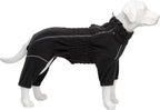 Lovelonglong Warm Dog Coat, Windproof Dog Jacket for Small Medium Large Dogs, 4 Legged Fleece Dog Winter Coat Zippered Closure Dog Outdoor Jacket Black XXXXL