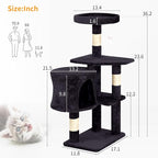 BestPet | 36" Cat Tree Tower | Dark Gray | Sturdy Multi-Level Cat Tree with Plush Condo, Cozy Perch, Sisal Scratching Posts, Hanging Toy and Stable Frame | Easy Assembly | for Kittens & Adult Cats