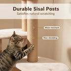 Tangkula Modern Cat Tree, 65 Inch Tall Cat Tower with Jute Scratching Posts, Dangling Balls, Cattail Basket Bed & Top Perch, Removable & Washable Cushions, Aesthetic Cat Tree for Indoor Cats